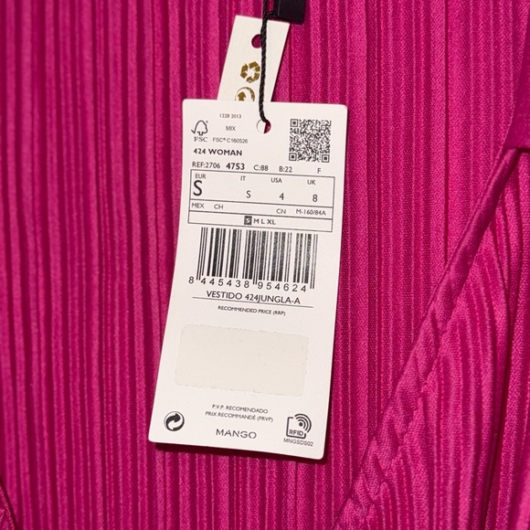 Mango Pink Wrap Dress with Notched Collar and Bishop Sleeves - Picture 7 of 13